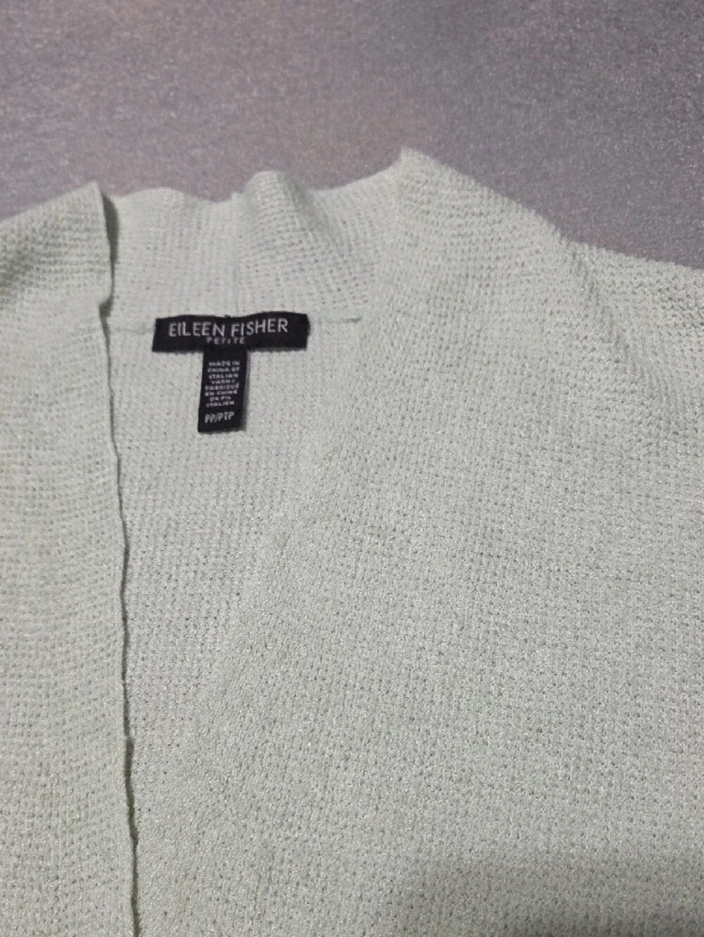 Eileen Fisher Soft Sage Open-Front Long Cardigan Linen Blend